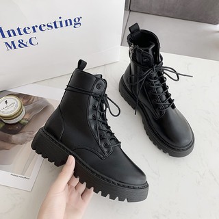 Women's Platform Martin Boots Lace-up Motorcycle Boots