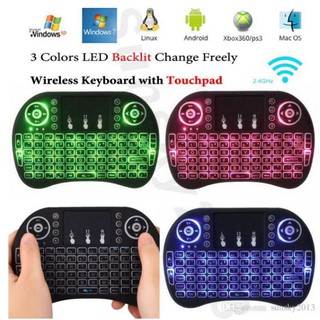 I8 3-color Backlight Wireless Mini Keyboard with Touchpad