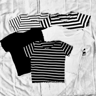 Lettuce Stripes Rib Knitted Crop Tops (2/4) (4)
