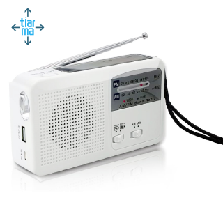 Emergency Radio with Solar and Hand Crank Self Powered, Battery USB Recharging FM/AM Radio LED Flashlight Phone Charger