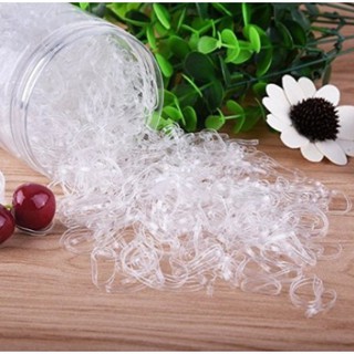 XIAODAR #500Pcs Women Clear Ponytail Holder Elastic Rubber Hair Ties (not with box)