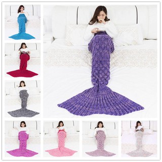 Knitted Cotton Woolen Crochet Snuggle Mermaid Tail Blanket