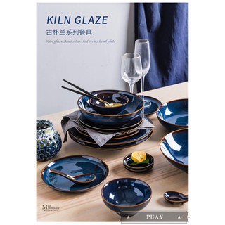 Kiln glazed ceramic dinner plate creative rice bowl noodle bowl rice bowl deep plate flat plate dinner plate big soup~~ (6)