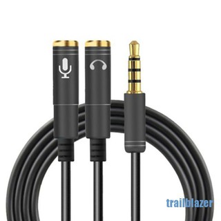 TBPH 3.5mm jack stereo headphone+mic audio splitter aux extension adapter cable TBB