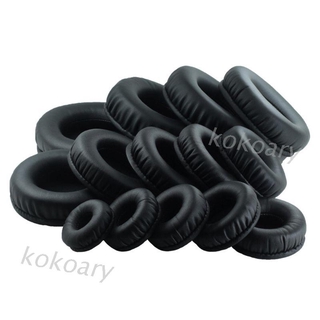 KOK* 1Pair Black Round Soft Protein Leather Memory Foam Earpads Headset Cushions Replacement (1)