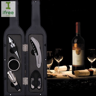 1 Set 3pcs/5pcs Wine Bottle Corkscrew Set Tool Bottle-Shaped Holder Bottle Opener Gift (2)