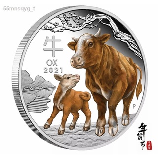 ⊙﹉✙Australian commemorative coin Year of the Ox coin Year of the Rat Pig Year Collection Animal Colo