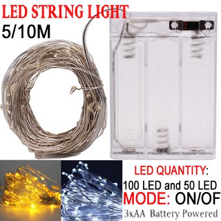 100LEDS/50LEDS Fairy String Light Battery Operated LED Christmas Copper Wire Lamp