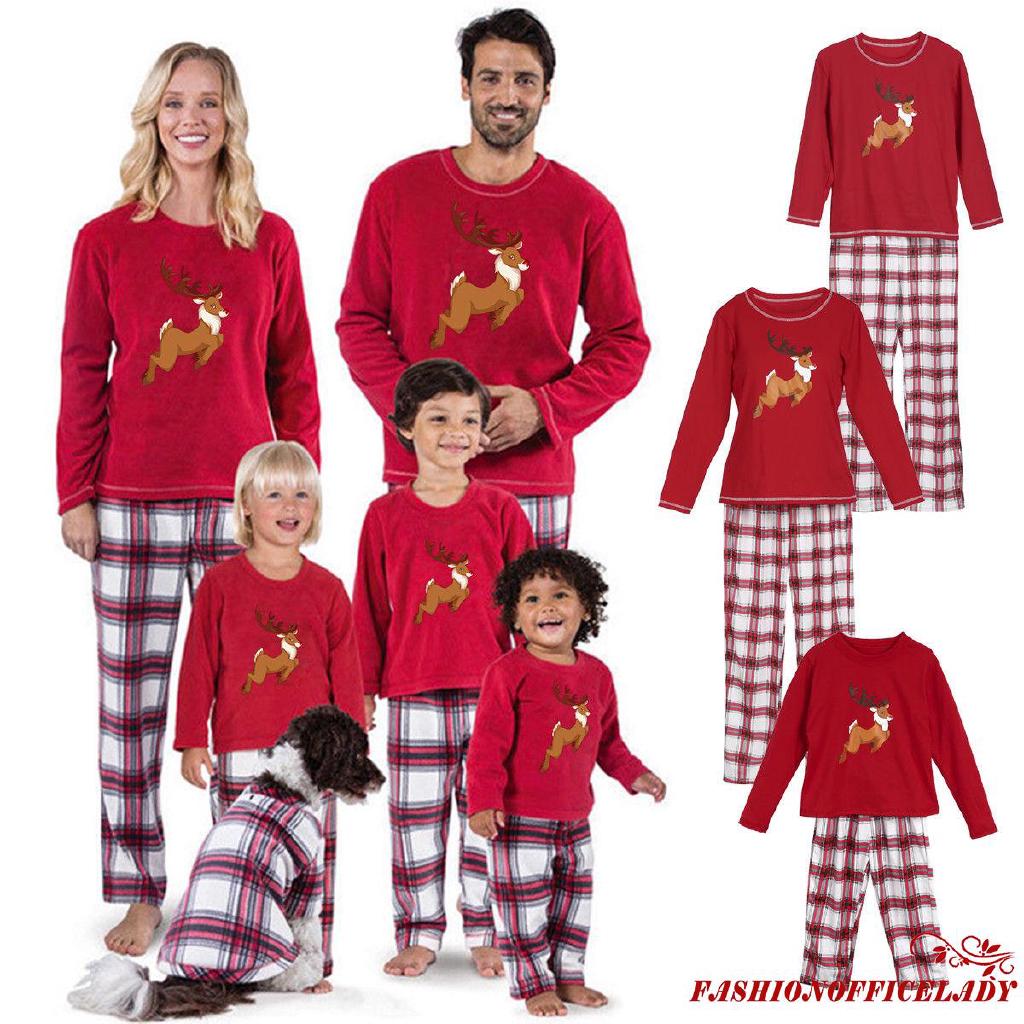 O-L❥Hot Family Matching Christmas Pajamas PJs Set Xmas Sleepwear Nightwear B88u