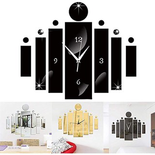 clock Luxury 3D Mirror Silver Wall Clock Modern Design Home Decor Watch Wall Sticker✿trouvaille✿