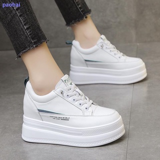 2021 autumn new 8cm height increase women s shoes thick-soled white shoes women s wild thin sports casual shoes single shoes