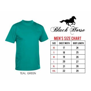 T-Shirt Round Neck Adult Plainshirt Unisex Black Horse (Teal Green)