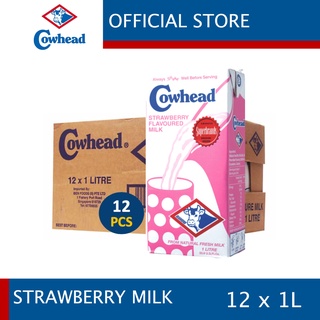 Cowhead Strawberry Milk 1L. x 12 [Cowhead - Fresh Milk - UHT]