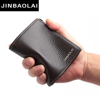 JINBAOLAI Genuine Leather Mens Wallet Real Cowhide Short Purse