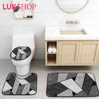 LUK 3pcs Set Non-slip Toilet Mat Bathmat Bathroom Set Toilet Cover Absorbent Slip-resistant Doormat
