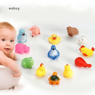 【EY】13Pcs Baby Kid Animal Duck Rabbit Cat Bath Time Squeaky Water Floating Toys (2)