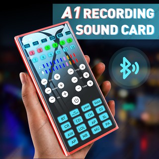 【Mobile phone live recording】A1 Sound Card quipment Set for Mobilephone Computer Broadcast Singing Recording Bluetooth Live Sound Card Universal New Arrival Handheld Outdoor live broadcast (1)
