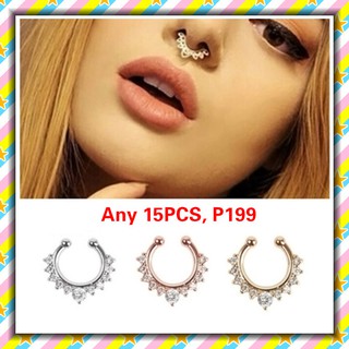 Nose Ring Piercing Crystal Fake Septum Piercing Hanger Clip On Body Jewelry Nose Hoop