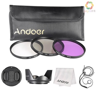 Andoer 67mm Filter Kit (UV+CPL+FLD) + Nylon Carry Pouch + Lens Cap + Lens Cap Holder + Lens Hood + Lens Cleaning Cloth