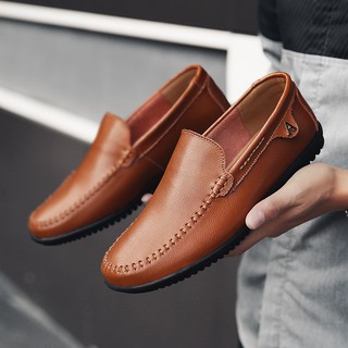 Men Casual Loafers Leather shoes Fashion Soft Driving shoes