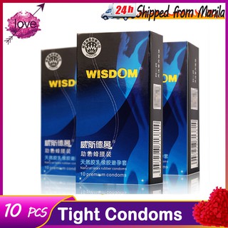 10pcs/Box WISDOM Thight Ultra Thin Natural Latex Condoms Dotted Ribbed Condom Safer Lubricating (1)