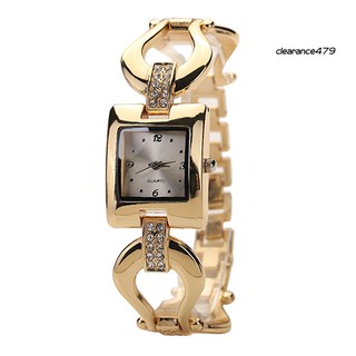 sysb-Fashion Lady Golden Tone Chain Bracelet Square Dial Analog Quartz Wrist Watch
