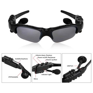 Sunglasses Bluetooth Sports Headset With Microphone (Black)