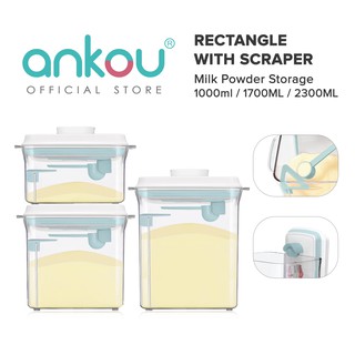 ANKOU AirTight Milk Powder Container with Scraper - Rectangle Clear(1000ml/ 1700ml/ 2300ml) | Food C
