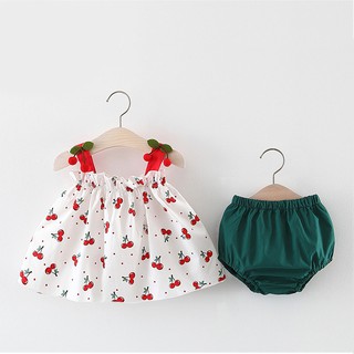 Baby Suit Two-Piece Cherry Sling Top Small Pants Cute Children'S Summer Clothes