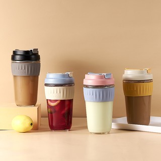 Glass Mug with Straw Cup Tumbler Coffee mug Water Bottle with 2Ways lid 400ml 550ml