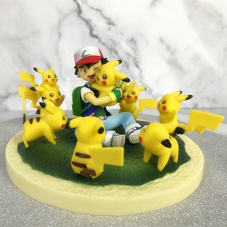 size frame❏❅✻Pokemon Xiaozhi Group Pikachu Scene Pokemon Pokémon Decoration Anime Hand-made Gift