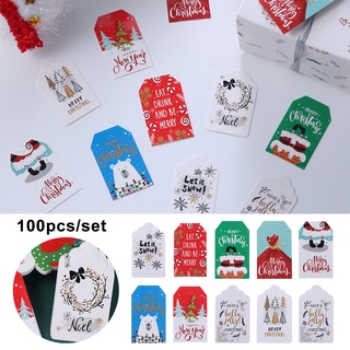 [READY STOCK][Decoration Cards] SUCHEN 100 Pcs Christmas Hang Tags Gift Wrapping Kraft Labels (8)