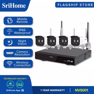 Sricam SriHome NVS001 NVR CCTV Kit Wireless Security Camera System, 4 Wifi & 4CH HD NVR (No HDD) (1)
