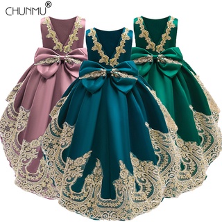 Baby Girls Christmas Dress Princess Birthday Party Clothing Lace Bow Formal First Communion Wedding