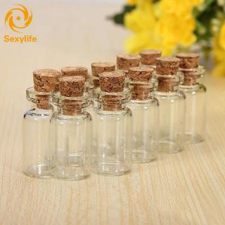 Sexylife 10pcs Small Mini Cork Corked Glass Bottles / Vials Empty Clear Jars 1ml Pendant