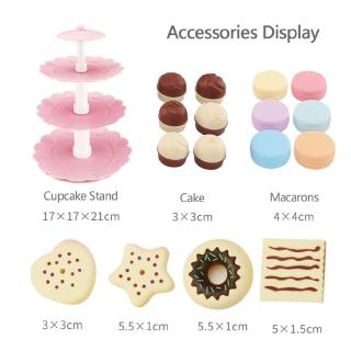 Role Play Toys Simulated Mini Cake Biscuit Donut Dessert Tower Set (5)