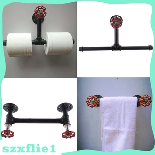 [Hot Sale] Rustic Industrial Pipe Toilet Paper Holder Wall Mounted Towel Rack Shelf