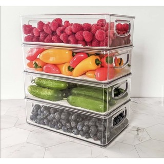 [Ready stock] Clear transparent pantry fridge freezer organizer container bins (6)