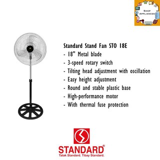 Standard Appliances Stand Fan STO 18E 18" Metal Blade