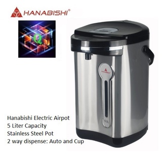 electric kettle◈●ﺴHanabishi Electric Airpot 5 Liters Stainless HOTPOT