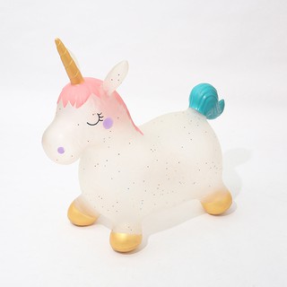 Lazy outdoorChildren Cute Unicorn Inflatable Ride on Animal Toys Jumping Horse Bouncy Sports Games