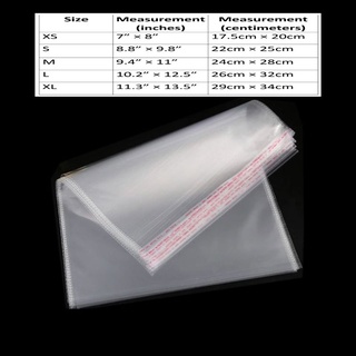 100 pcs. OPP Clear Plastic with Adhesive for Clothing Packaging