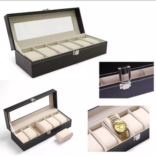 Boxes☃WM WB06 6 Grid Leather Watch Box