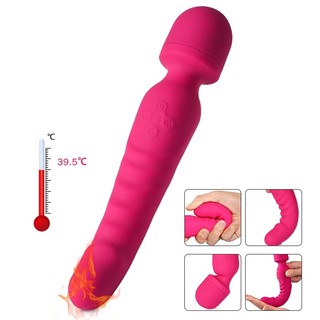Heating Vibrator Av Wand Massager Vibrator Waterproof Soft Dildo Vibrator G Spot Clitoris Stimulator