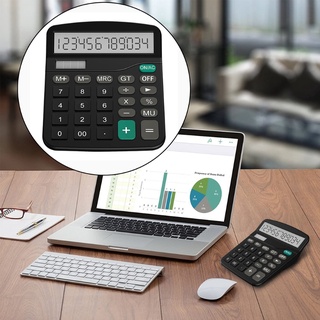 QUU 12 Digit Desk Calculator Big Buttons Financial Business Accounting Tool Solar Power Battery Dual Power Ecofriendly