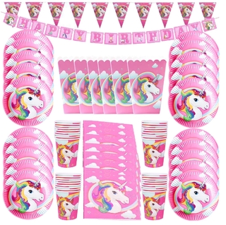 children cartoon unicorn birthday need paper cup tableware party decor supplies