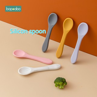 1Pc Baby Silicone Spoon 100% Food Grade Material Infant Learning Tableware