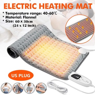 O-New US Plug 60 x 30cm Electric Heating Pad 10-Level Fast Moist/Dry Pain Relief Heat Mat Adjustable