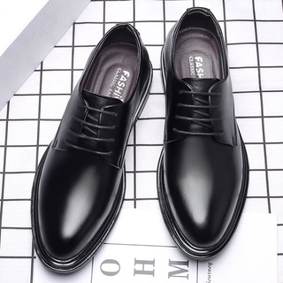 Cowhide Shoes Men's Shoes Men's Leather Shoes Business Men's British2021Genuine Leather Black Autumn Formal Wear New Casual L1x2