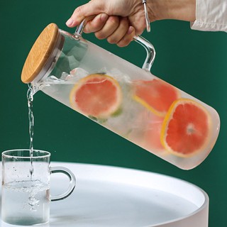 Glass Water Pot Cold Water Bottle Handle Water Kettle Transparent Heat Resistant Juice Teapot Pitcher Water Jug Kettle 1.5L